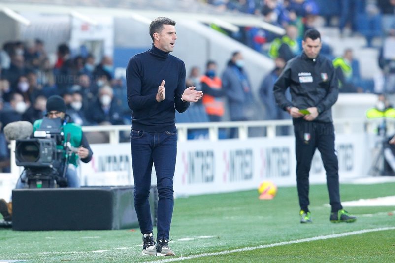 Italy Bergamo Nov 20 2021 Thiago Motta Spezia Manager Claps
