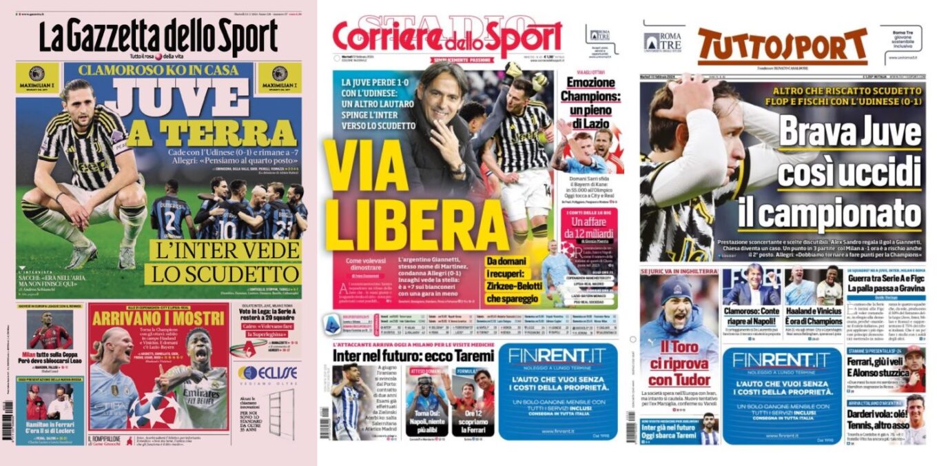 Wtorkowe Okladki Wloskiej Prasy Sportowej Brawo Juve Tak Sie Zabija Mistrzostwo