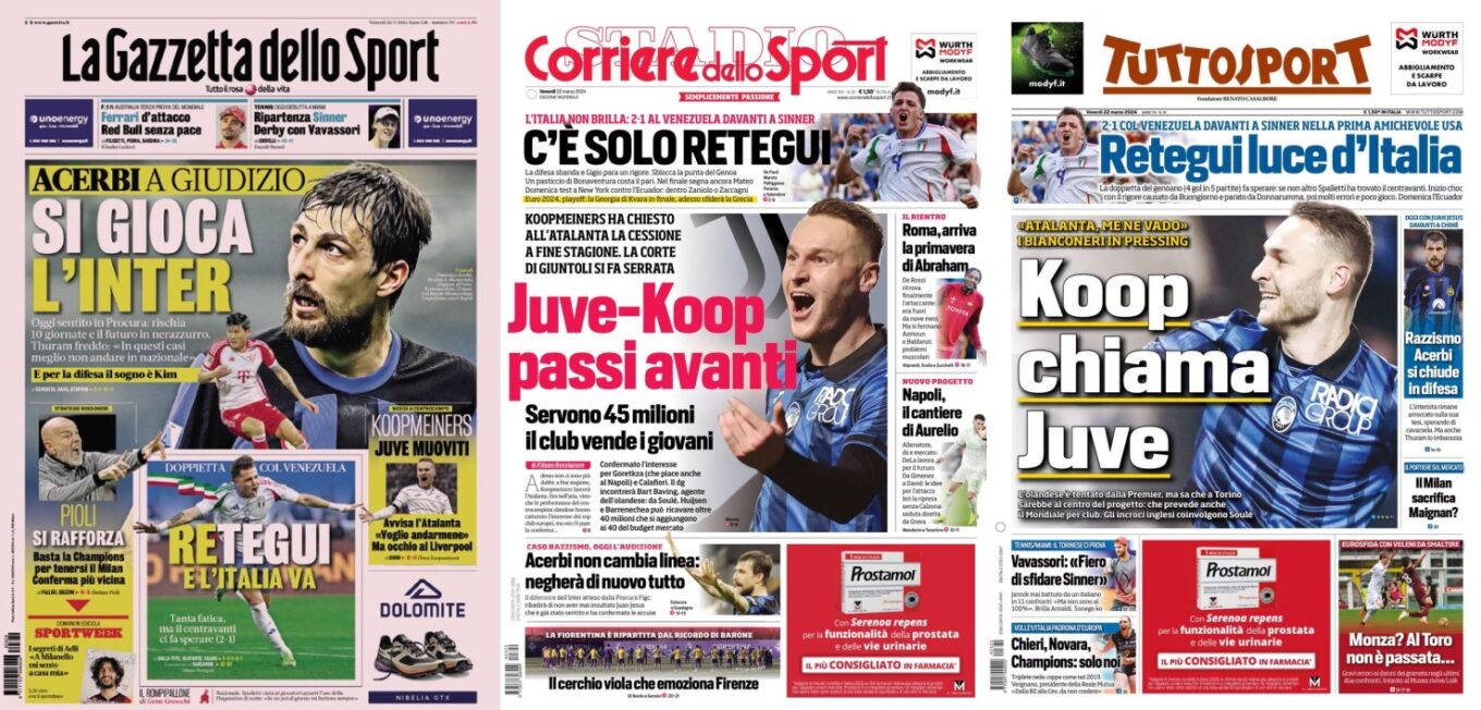 Piatkowe Okladki Wloskiej Prasy Sportowej Koopmeiners Chce Transferu Juve W Akcji